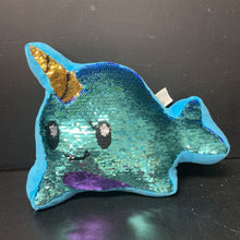 Load image into Gallery viewer, Reverse Sequin Narwhal Pillow
