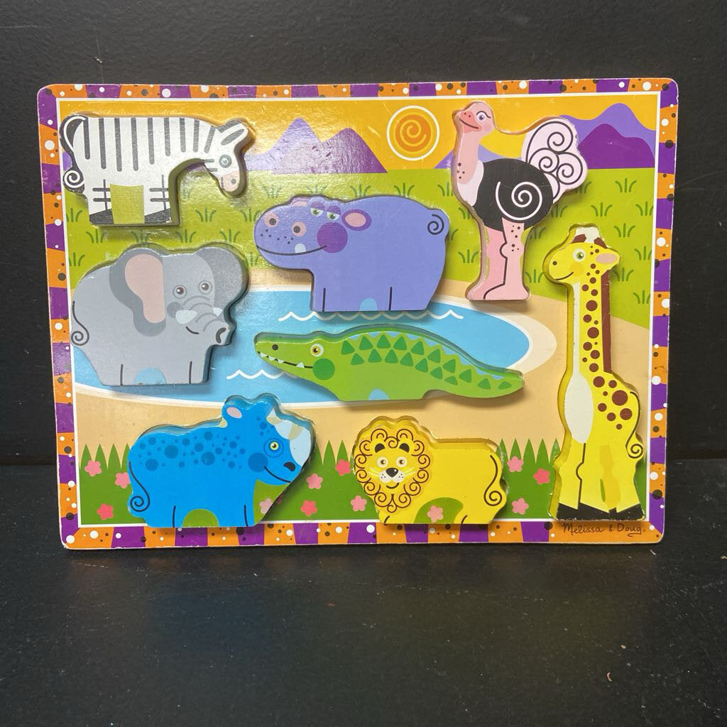 8pc Wooden Safari Animals Chunky Puzzle