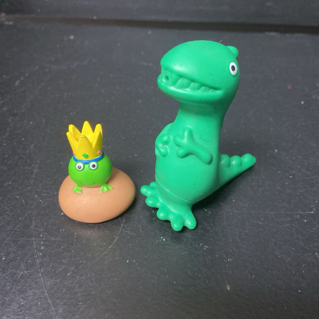 2pc Mr. Dinosaur & Crown Frog Figures Set
