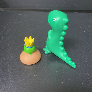 2pc Mr. Dinosaur & Crown Frog Figures Set
