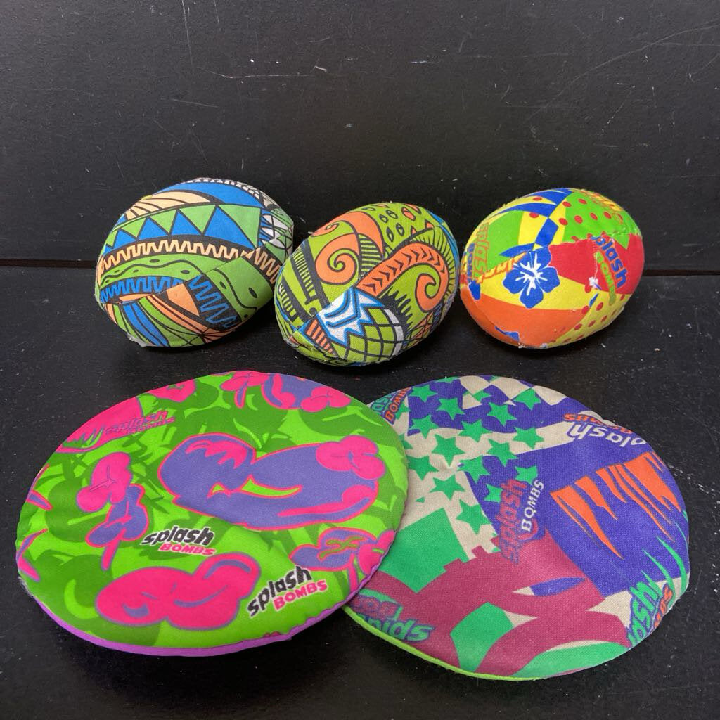 5pc Pool Splash Bombs Water Disc & Football Set