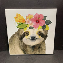 Load image into Gallery viewer, Festival Ready Sloth in Flower Crown Wooden Picture (Stupell Industries)
