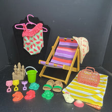 Load image into Gallery viewer, Day at the Beach Chair w/Accessories for 18&quot; Doll
