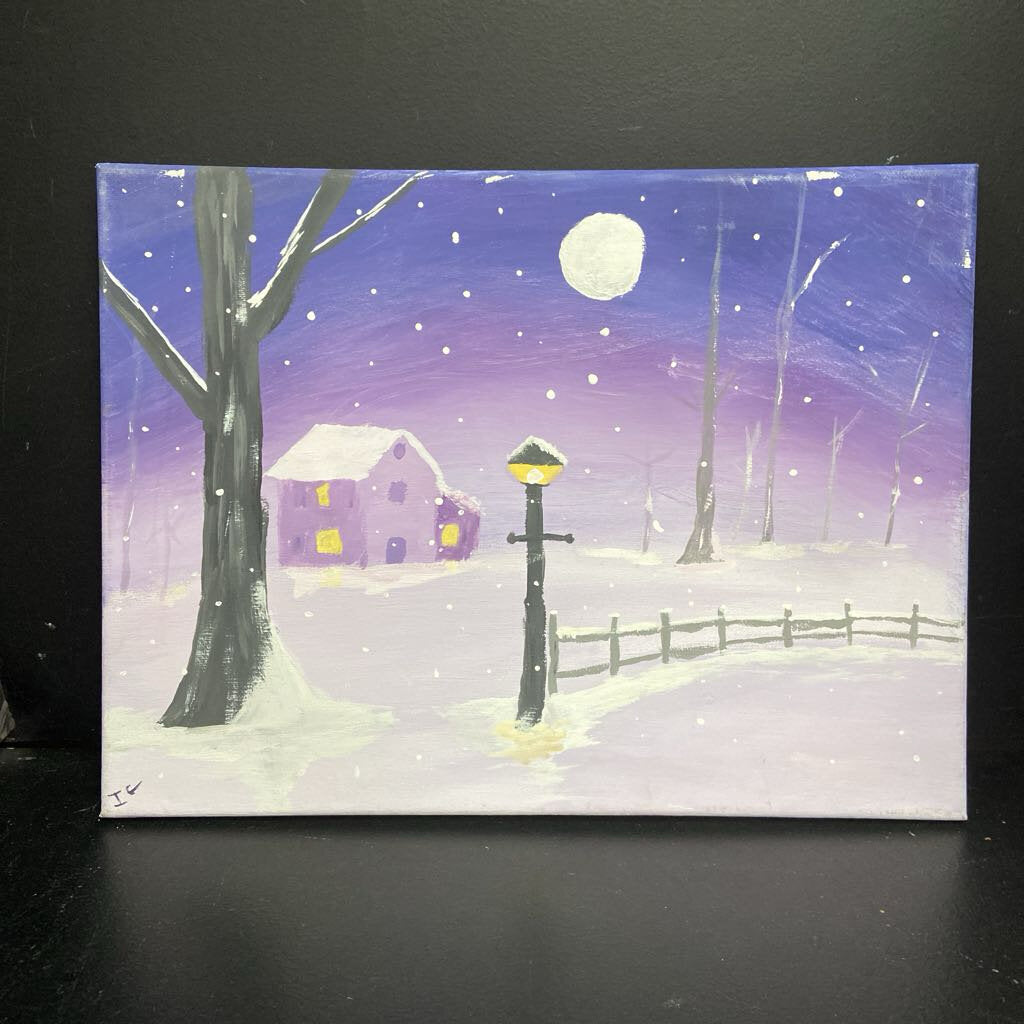 Snowy House Canvas Painting