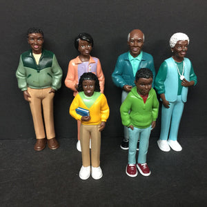 6pc Pretend Play Multicultural Families African American Dollhouse Dolls (Creative Minds)