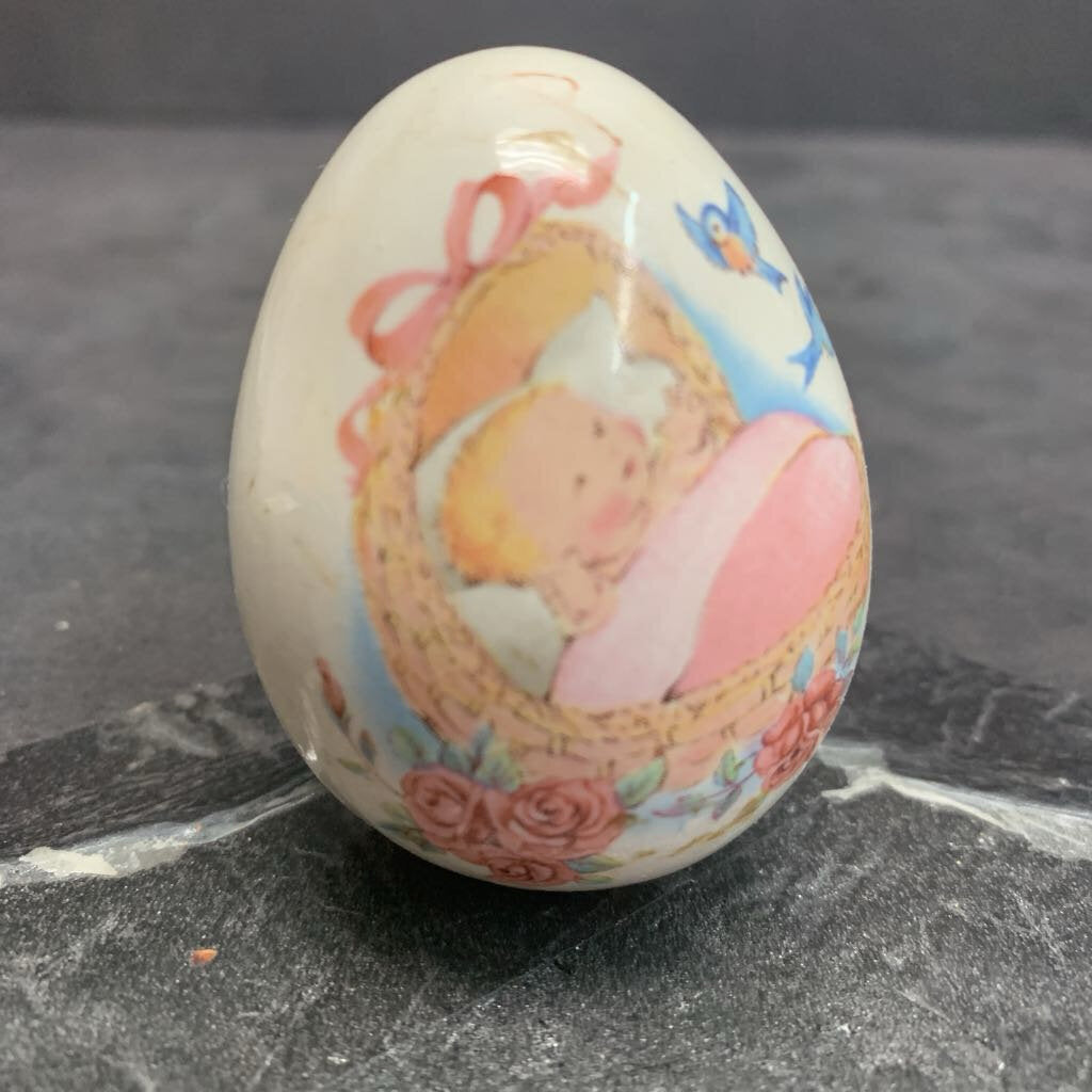 Baby in Basket Porcelain Easter Egg