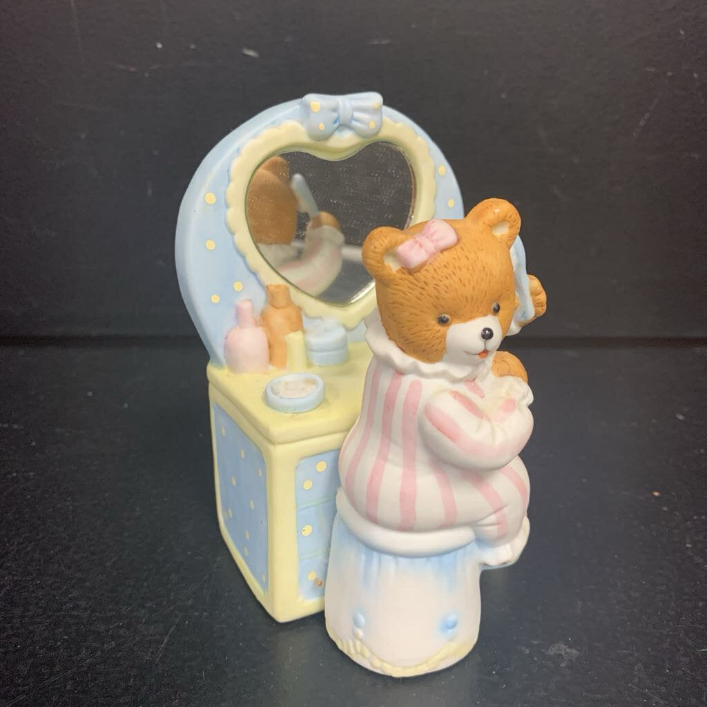 Bear at Vanity Wind Up Music Box 1989 Vintage Collectible (San Francisco Music Box Company)