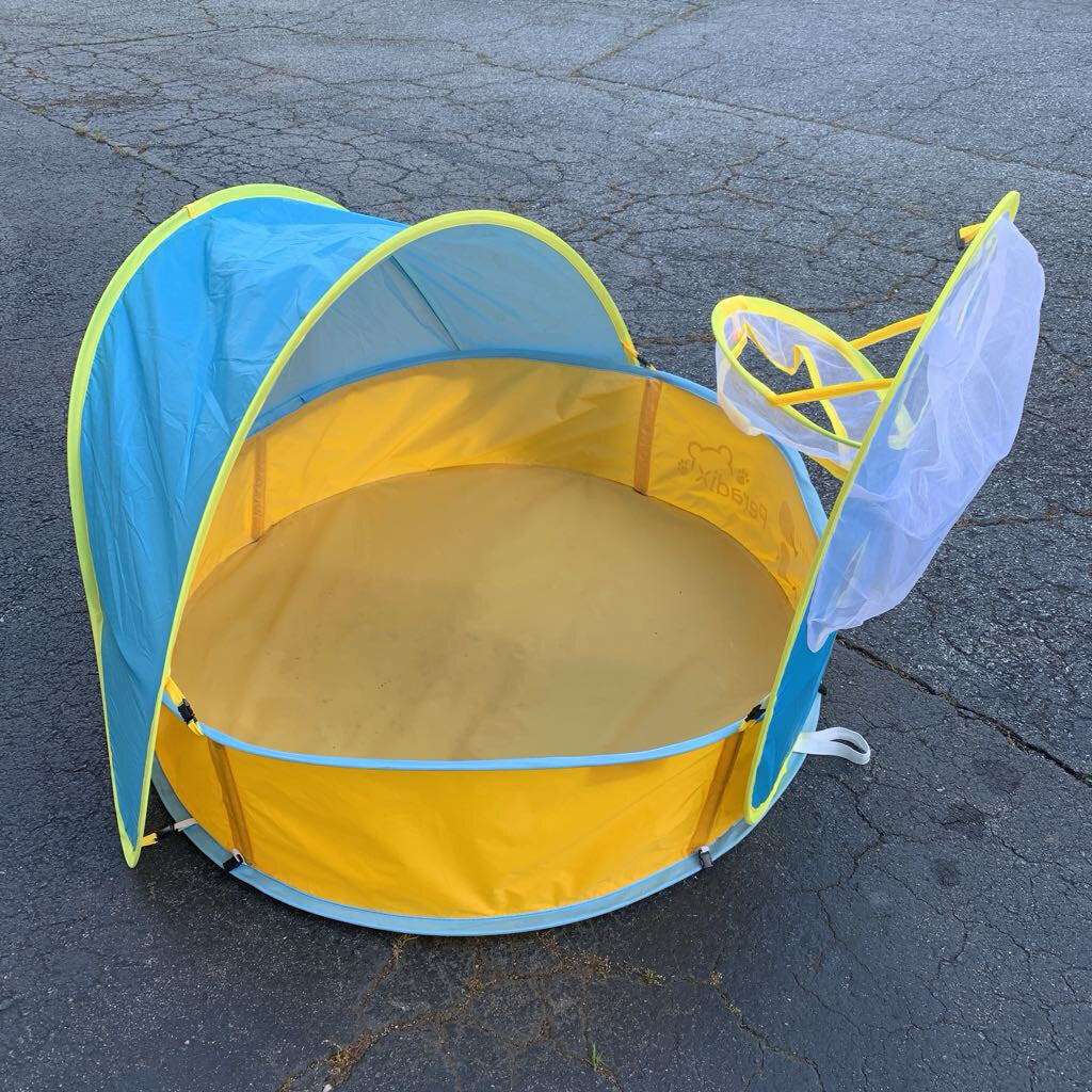Paddling Pool w/Sun Shade & Basketball Hoop (Peradix)