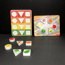 Load image into Gallery viewer, 12pc Wooden Shape Sorting Grocery Puzzle Set
