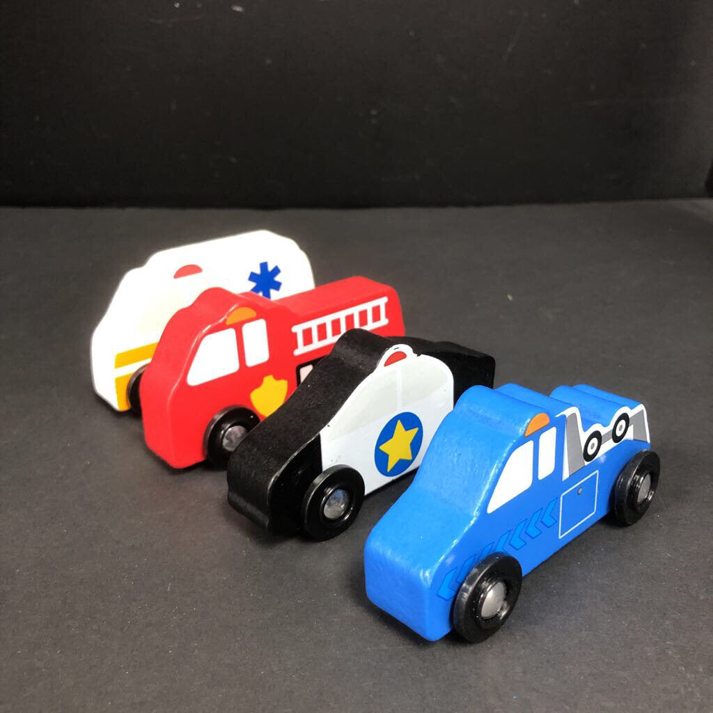 4pk Wooden Emergency Cars