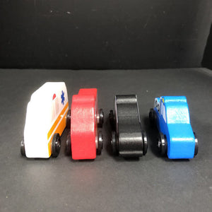 4pk Wooden Emergency Cars