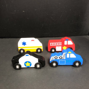 4pk Wooden Emergency Cars