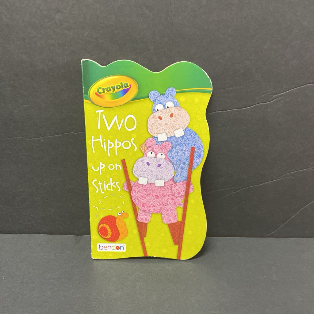 Two Hippos Up On Sticks (Crayola) (Ivy Garland) -board