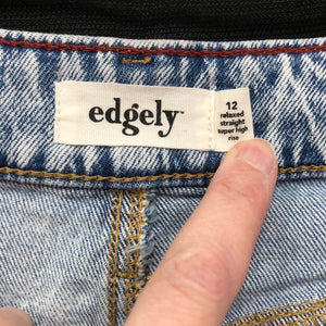Relaxed Straight Super High Rise Distressed Denim Jeans Pants (Edgely)