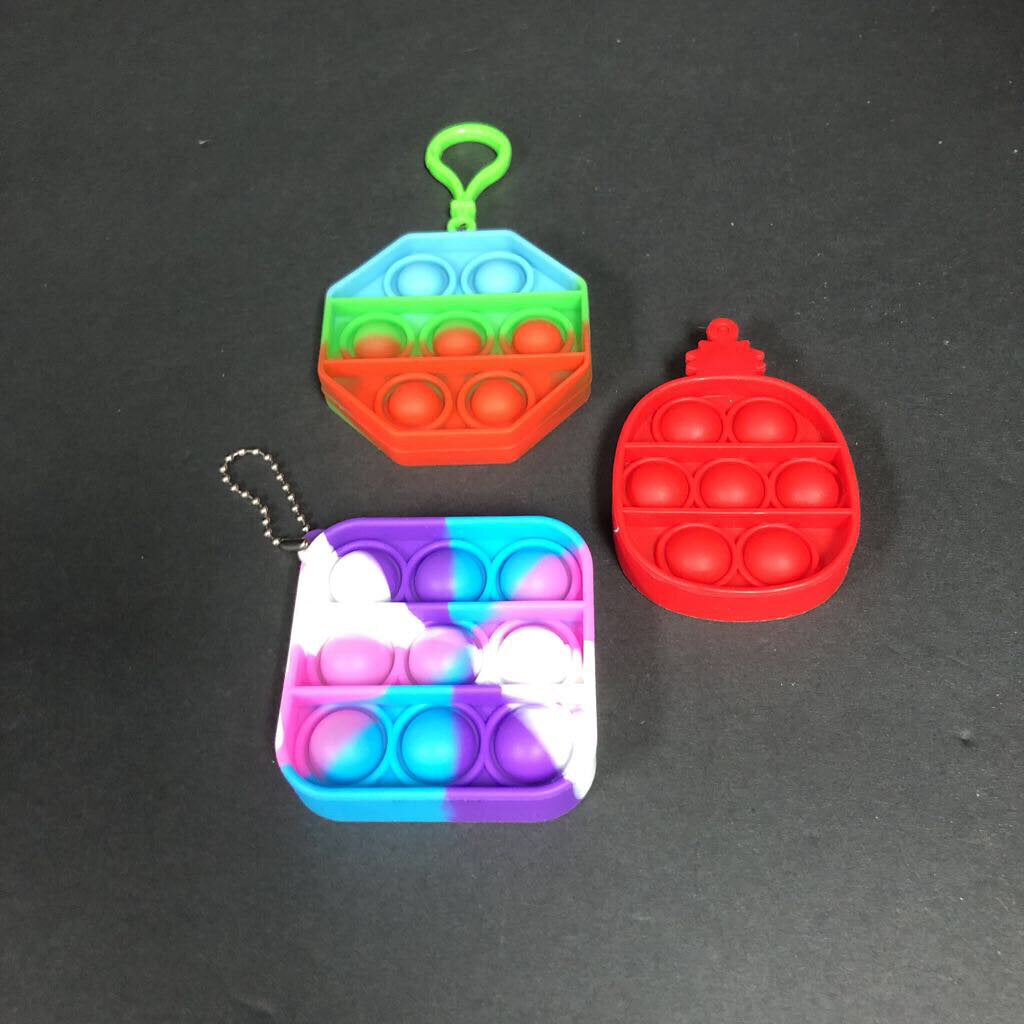 3pk Mini Sensory Pop-It Keychains