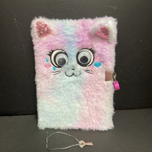 Cat Fuzzy Diary w/Lock & Keys