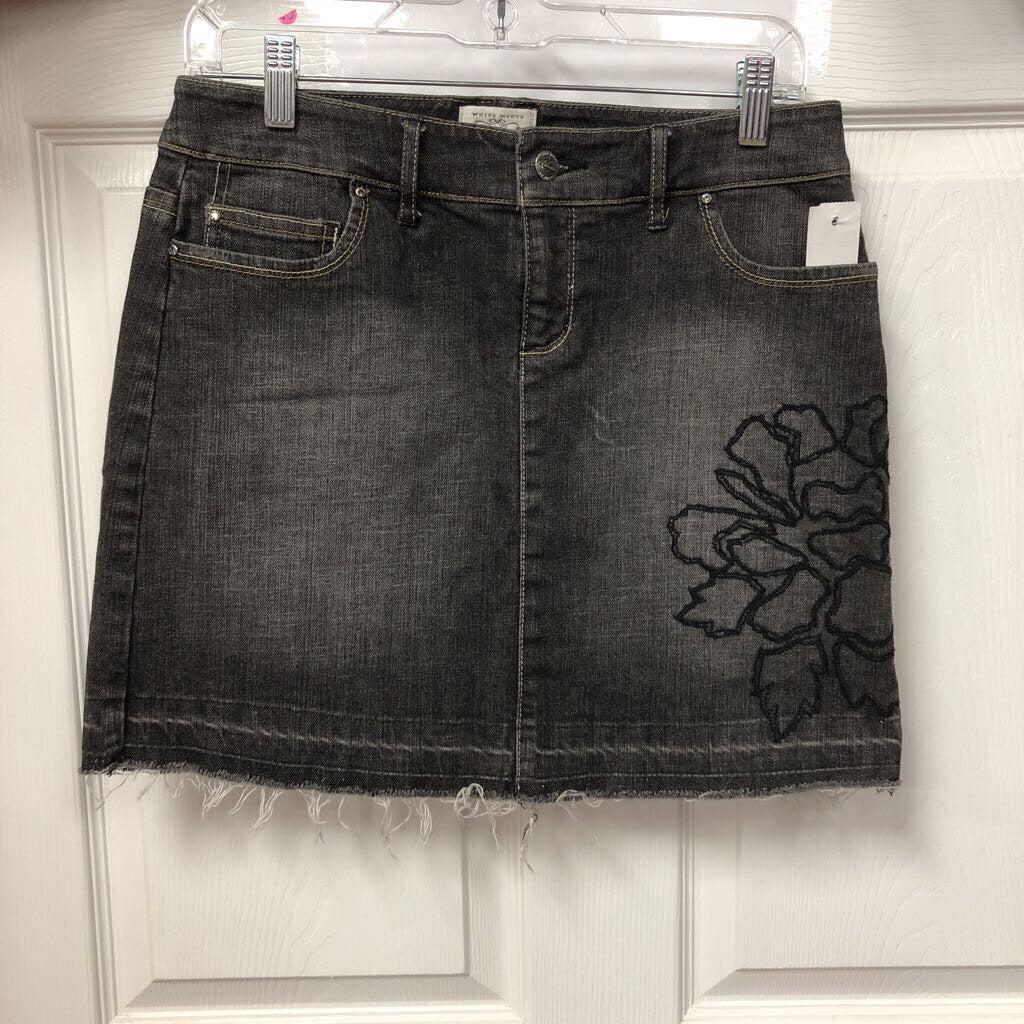 Blanc Flower Denim Mini Skirt