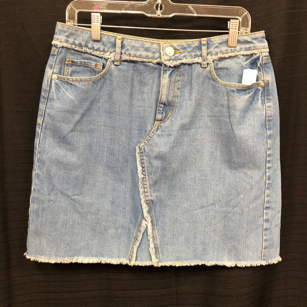 Raw Hem Denim Mini Skirt