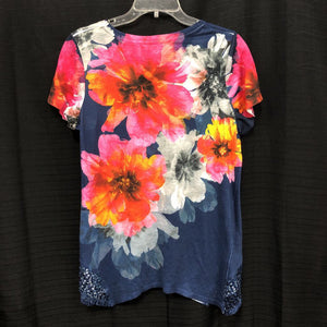 Embroidered Floral Rhinestone Top