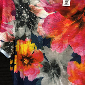 Embroidered Floral Rhinestone Top