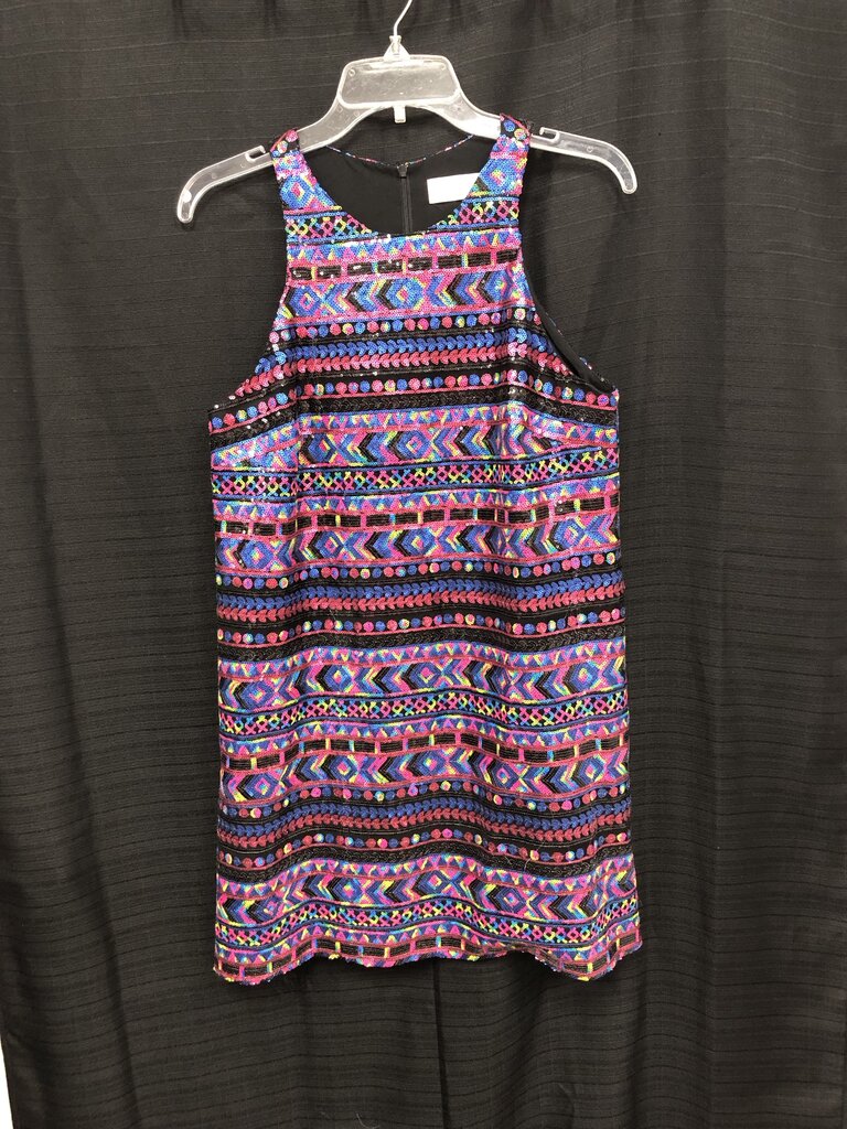 Striped Geometric Sequin Mini Shift Dress