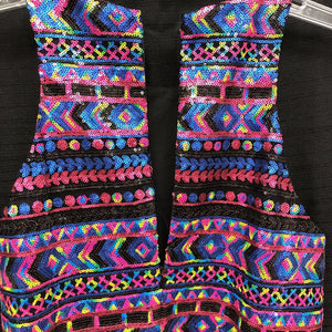 Striped Geometric Sequin Mini Shift Dress