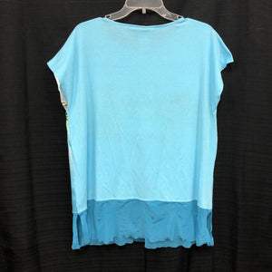 Print Front Cap Sleeve Top