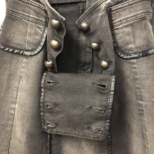 Studded Knee-Length Denim Skirt