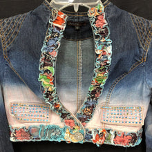 Load image into Gallery viewer, Cropped Embellished Denim Jacket

