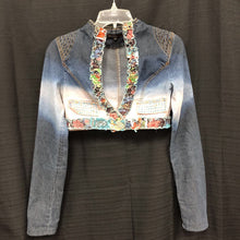 Load image into Gallery viewer, Cropped Embellished Denim Jacket
