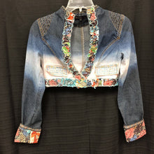 Load image into Gallery viewer, Cropped Embellished Denim Jacket
