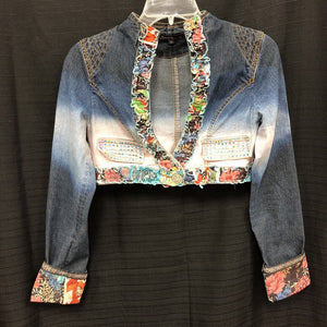 Cropped Embellished Denim Jacket