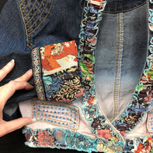 Load image into Gallery viewer, Cropped Embellished Denim Jacket
