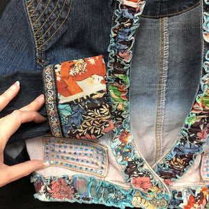 Cropped Embellished Denim Jacket