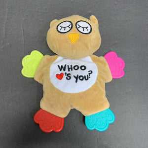 "Whoo Heart's (love) You?" Owl Crinkle Teether Sensory Toy