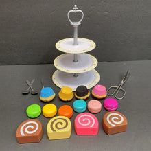 Load image into Gallery viewer, Tiered Dessert Stand w/Play Food
