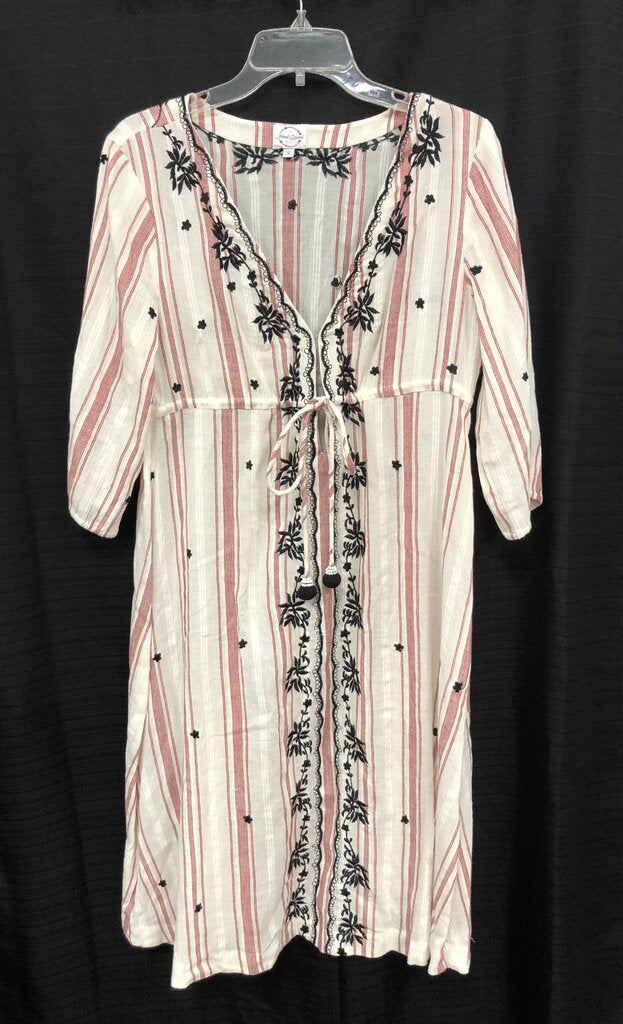 Striped Maxi Dress w/Floral Embroidery (Anouk Grewal)