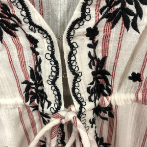 Striped Maxi Dress w/Floral Embroidery (Anouk Grewal)