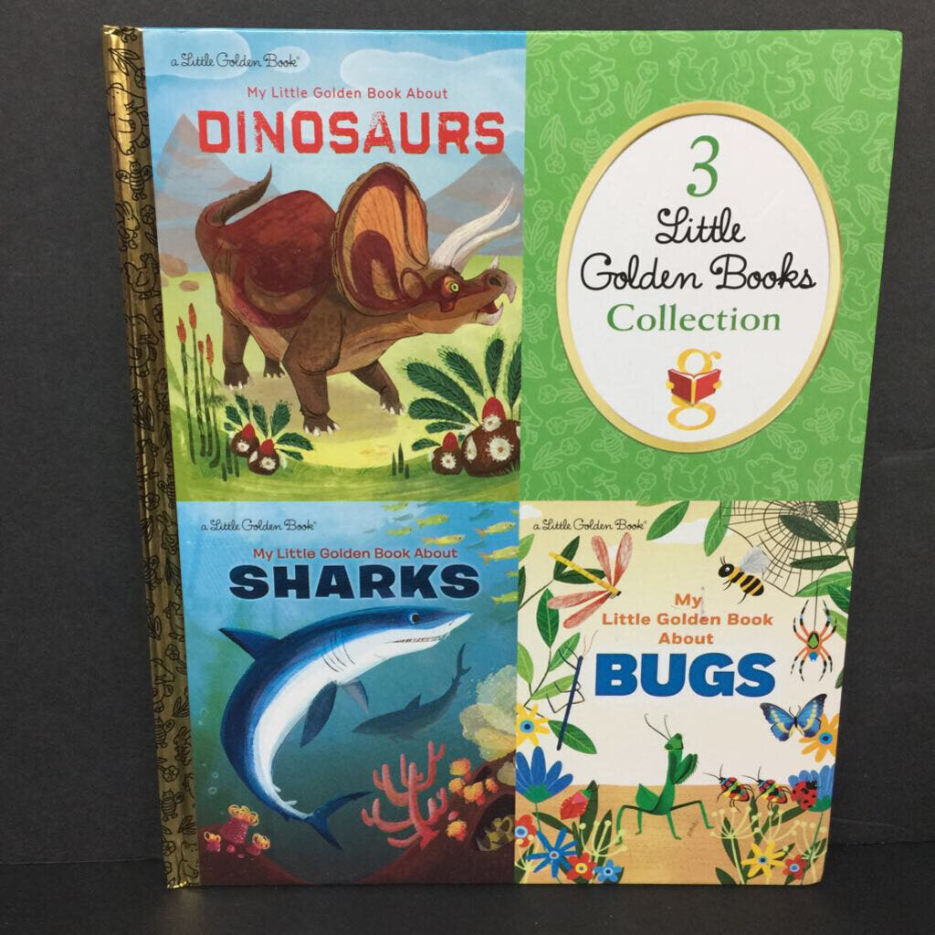 3 Little Golden Books Collection (Dinosaurs, Sharks, Insects) -educational hardcover