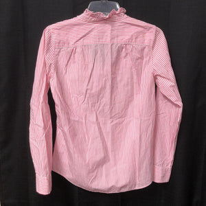 Ruffle Neckline Striped Top