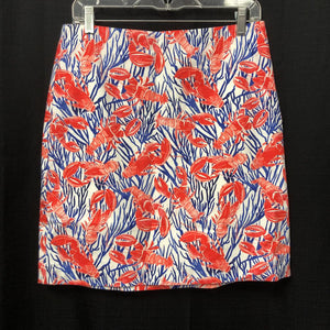 Lobster Print Stretch Cotton Canvas Skirt
