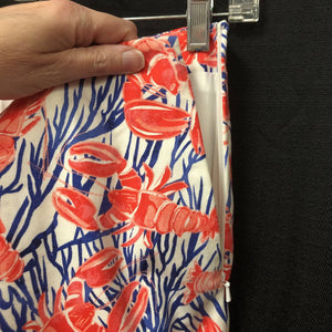 Lobster Print Stretch Cotton Canvas Skirt