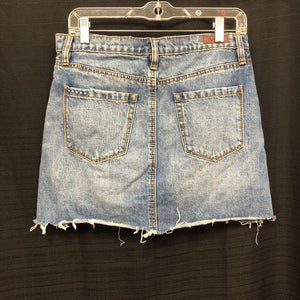 Raw Hem Denim Mini Skirt (Blank NYC)