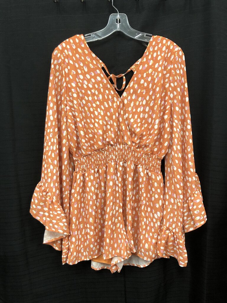 Bell Sleeve Polka Dot Romper (Pink Lily)