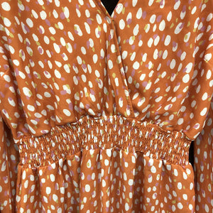 Bell Sleeve Polka Dot Romper (Pink Lily)