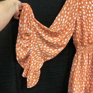 Bell Sleeve Polka Dot Romper (Pink Lily)