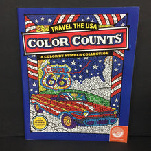 Load image into Gallery viewer, Travel the USA (Color Counts: A Color by Number Collection) -activity paperback
