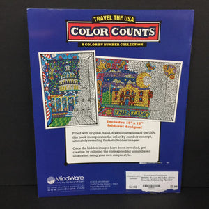 Travel the USA (Color Counts: A Color by Number Collection) -activity paperback