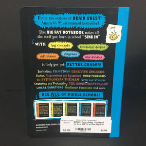 Everything You Need to Ace MATH in One Big Fat Notebook (The Complete Middle School Guide) (Altair Peterson & Ouida Newton) (Math) -educational paperback