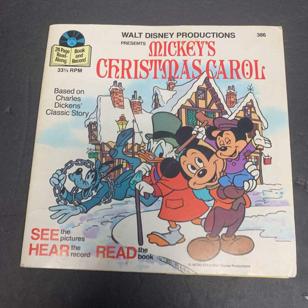 Mickey's Christmas Carol w/ Record (Disneyland) (Mickey & Friends) (Season: Winter, Holiday)-character paperback